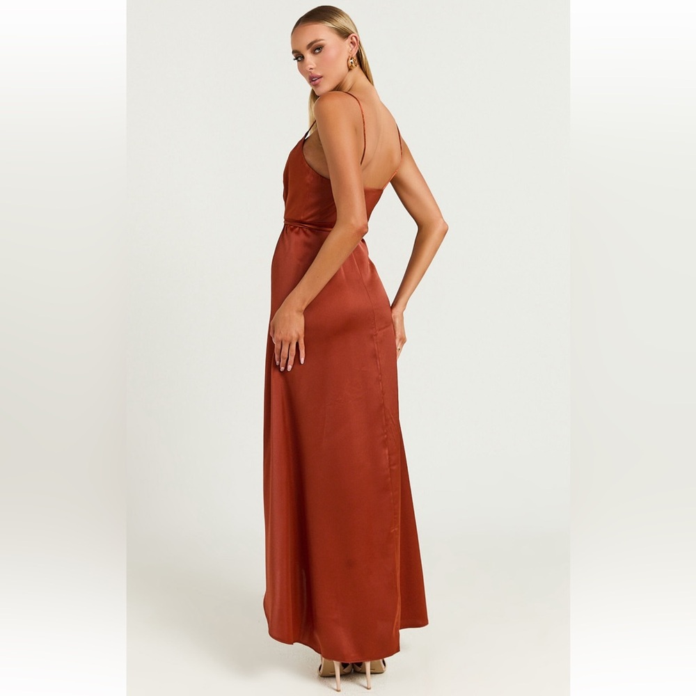 Satin copper wrap dress - Picture 5 of 7